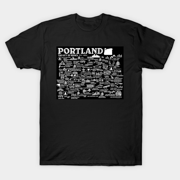 Portland Oregon Map T-Shirt by fiberandgloss